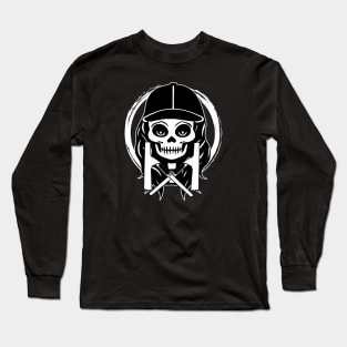 Female Window Cleaner Squeegee and Skull White Logo Long Sleeve T-Shirt